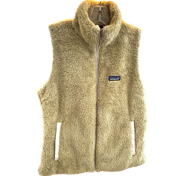 Patagonia Women's Fuzzy El Cap Khaki with Bleached Stone Zip-Up Vest Size Large - Picture 1 of 10